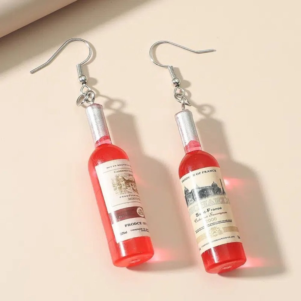 😈NEW Wine Bottle Earrings Two Pairs (Burgundy & Red)😈